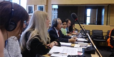 Bà Ỷ Lan và ông Võ Văn Ái tại khoá họp lần thứ 53 của Uỷ ban LHQ về các Quyền Kinh tế, Xã hội và Văn hoá diễn ra từ ngày 10 đến 28-11.2014 tại Genève (Photo courtesy of queme.net)